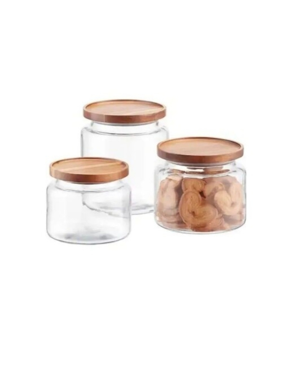 Anchor Hocking Glass Jars with Acacia Lids, Set of 3 - Picture 2 of 6